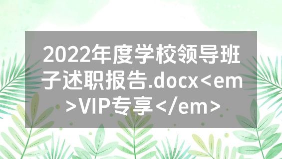 2022年度学校领导班子述职报告.docx<em>VIP专享</em>