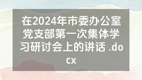 在2024年市委办公室党支部第一次集体学习研讨会上的讲话 .docx