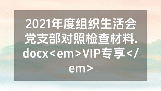 2021年度组织生活会党支部对照检查材料.docx<em>VIP专享</em>