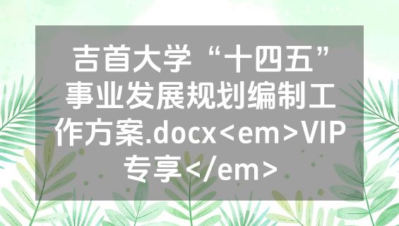 吉首大学“十四五”事业发展规划编制工作方案.docx<em>VIP专享</em>