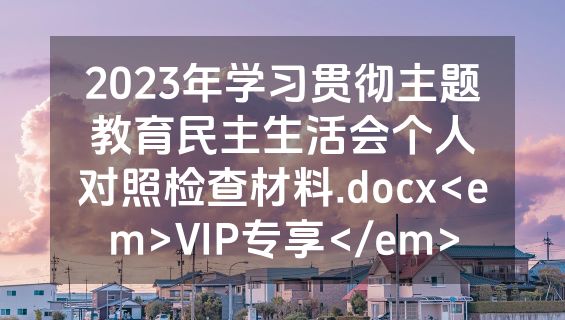2023年学习贯彻主题教育民主生活会个人对照检查材料.docx<em>VIP专享</em>