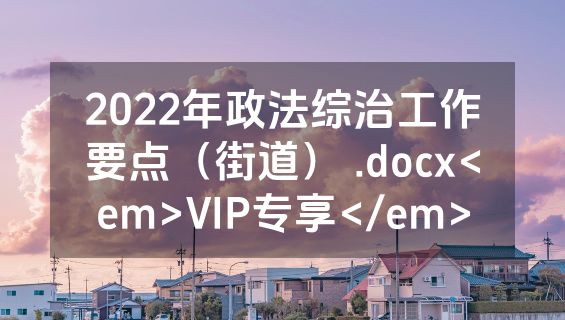 2022年政法综治工作要点（街道） .docx<em>VIP专享</em>