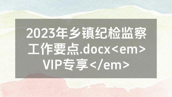 2023年乡镇纪检监察工作要点.docx<em>VIP专享</em>
