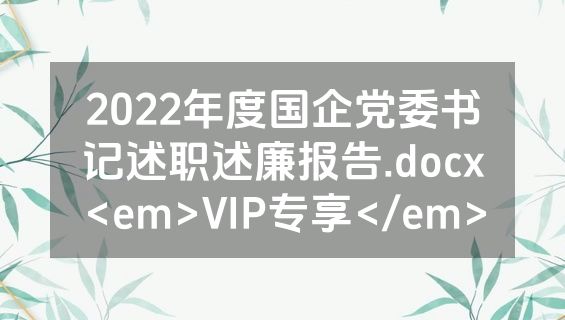 2022年度国企党委书记述职述廉报告.docx<em>VIP专享</em>