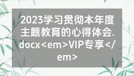 2023学习贯彻本年度主题教育的心得体会.docx<em>VIP专享</em>
