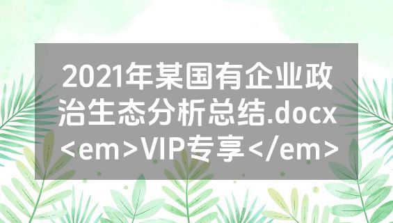 2021年某国有企业政治生态分析总结.docx<em>VIP专享</em>