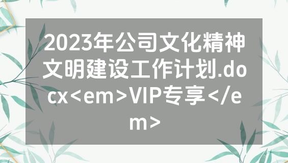 2023年公司文化精神文明建设工作计划.docx<em>VIP专享</em>