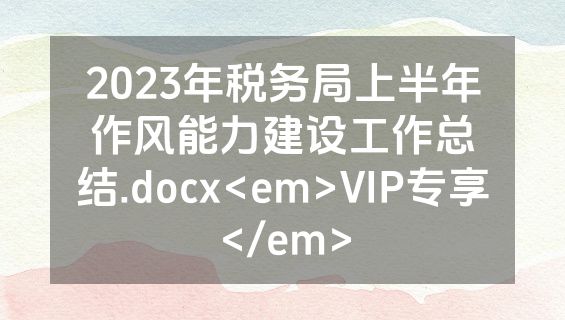 2023年税务局上半年作风能力建设工作总结.docx<em>VIP专享</em>