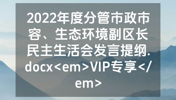 2022年度分管市政市容、生态环境副区长民主生活会发言提纲.docx<em>VIP专享</em>