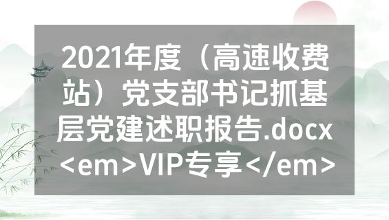 2021年度（高速收费站）党支部书记抓基层党建述职报告.docx<em>VIP专享</em>