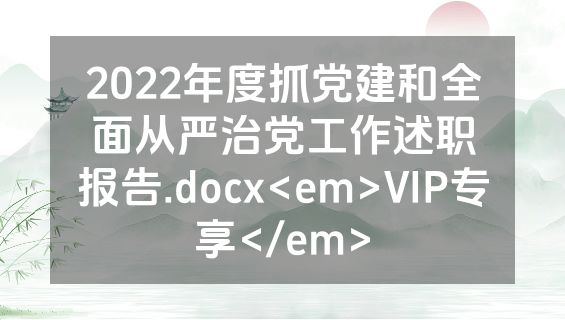 2022年度抓党建和全面从严治党工作述职报告.docx<em>VIP专享</em>