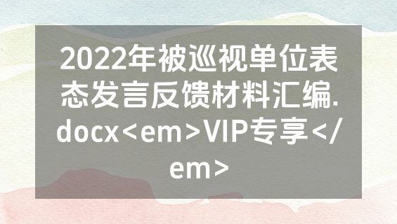 2022年被巡视单位表态发言反馈材料汇编.docx<em>VIP专享</em>