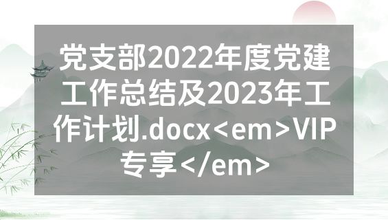 党支部2022年度党建工作总结及2023年工作计划.docx<em>VIP专享</em>