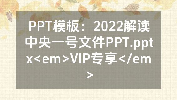 PPT模板：2022解读中央一号文件PPT.pptx<em>VIP专享</em>