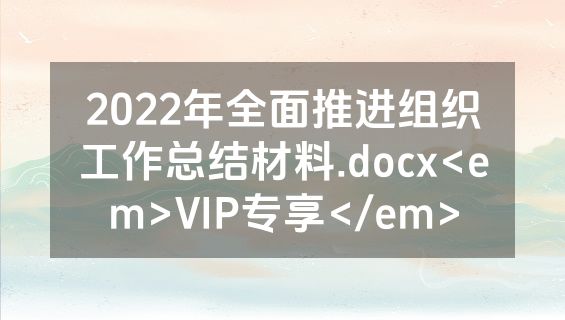 2022年全面推进组织工作总结材料.docx<em>VIP专享</em>