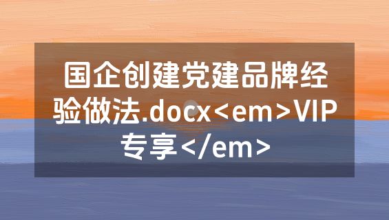国企创建党建品牌经验做法.docx<em>VIP专享</em>