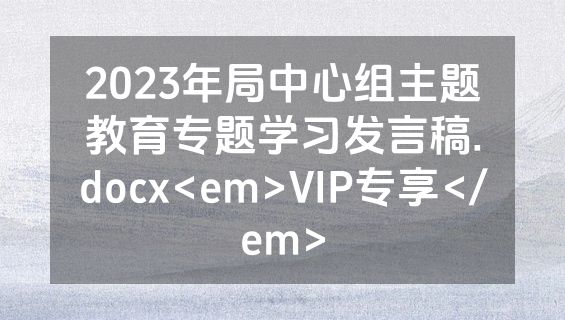2023年局中心组主题教育专题学习发言稿.docx<em>VIP专享</em>