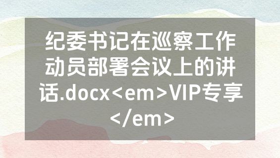 纪委书记在巡察工作动员部署会议上的讲话.docx<em>VIP专享</em>