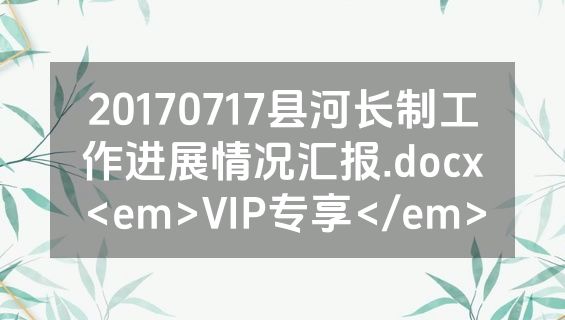 20170717县河长制工作进展情况汇报.docx<em>VIP专享</em>