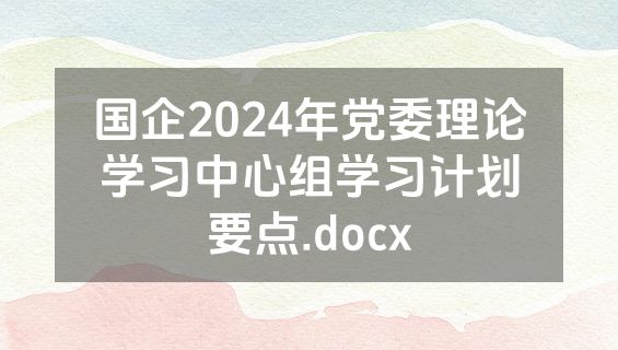 国企2024年党委理论学习中心组学习计划要点.docx