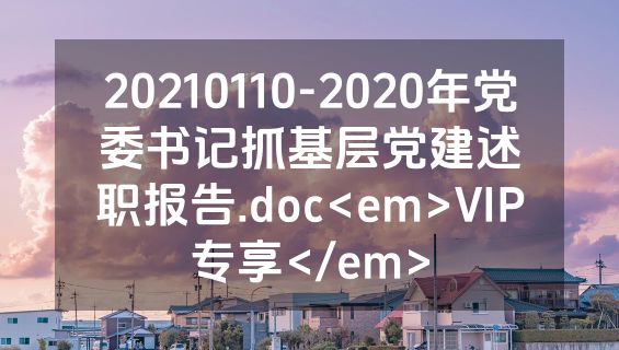 20210110-2020年党委书记抓基层党建述职报告.doc<em>VIP专享</em>