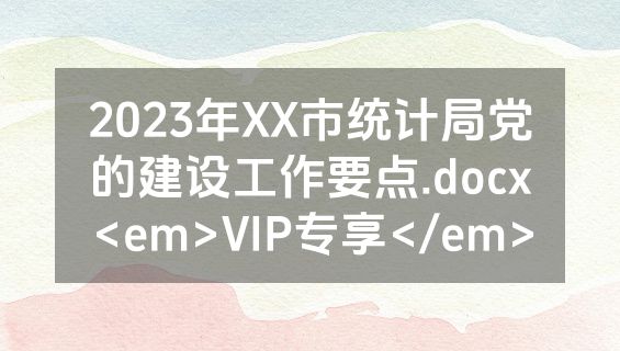 2023年XX市统计局党的建设工作要点.docx<em>VIP专享</em>