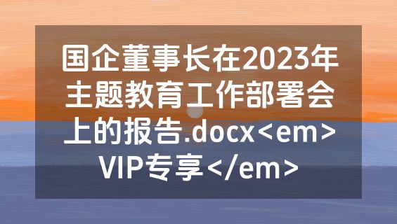 国企董事长在2023年主题教育工作部署会上的报告.docx<em>VIP专享</em>