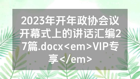 2023年开年政协会议开幕式上的讲话汇编27篇.docx<em>VIP专享</em>