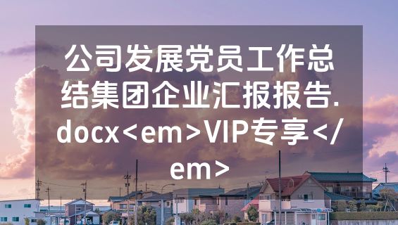 公司发展党员工作总结集团企业汇报报告.docx<em>VIP专享</em>