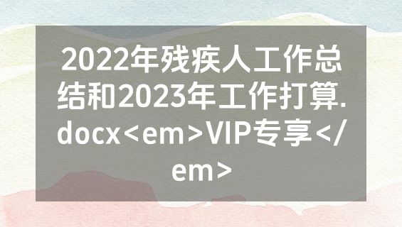 2022年残疾人工作总结和2023年工作打算.docx<em>VIP专享</em>