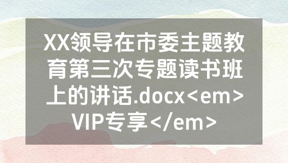 XX领导在市委主题教育第三次专题读书班上的讲话.docx<em>VIP专享</em>