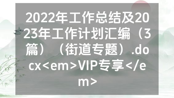 2022年工作总结及2023年工作计划汇编（3篇）（街道专题）.docx<em>VIP专享</em>