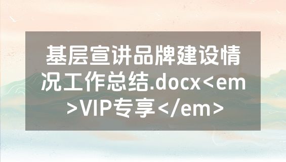 基层宣讲品牌建设情况工作总结.docx<em>VIP专享</em>