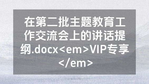 在第二批主题教育工作交流会上的讲话提纲.docx<em>VIP专享</em>