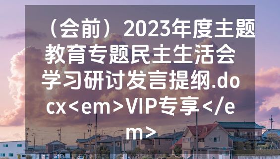 （会前）2023年度主题教育专题民主生活会学习研讨发言提纲.docx<em>VIP专享</em>