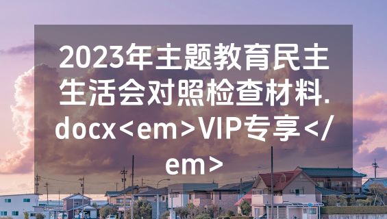 2023年主题教育民主生活会对照检查材料.docx<em>VIP专享</em>