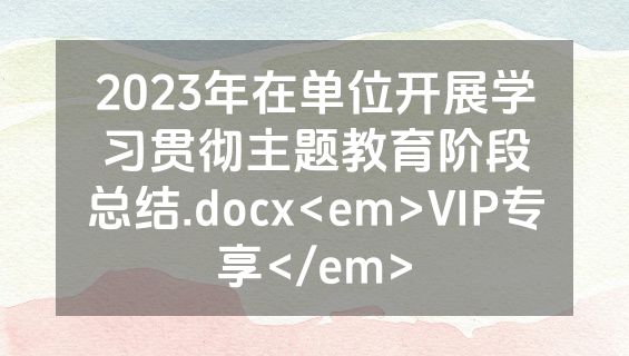 2023年在单位开展学习贯彻主题教育阶段总结.docx<em>VIP专享</em>