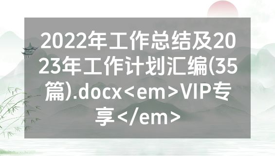 2022年工作总结及2023年工作计划汇编(35篇).docx<em>VIP专享</em>