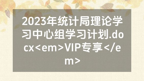 2023年统计局理论学习中心组学习计划.docx<em>VIP专享</em>