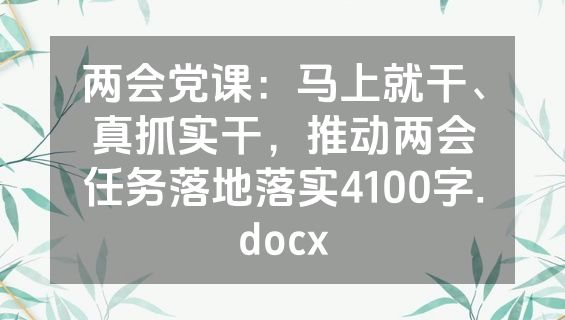 两会党课：马上就干、真抓实干，推动两会任务落地落实4100字.docx