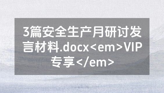3篇安全生产月研讨发言材料.docx<em>VIP专享</em>