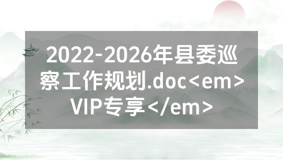 2022-2026年县委巡察工作规划.doc<em>VIP专享</em>