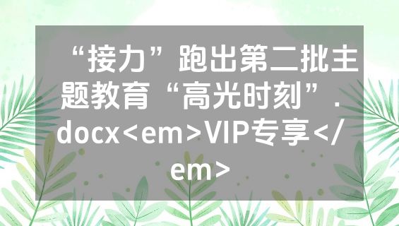 “接力”跑出第二批主题教育“高光时刻”.docx<em>VIP专享</em>