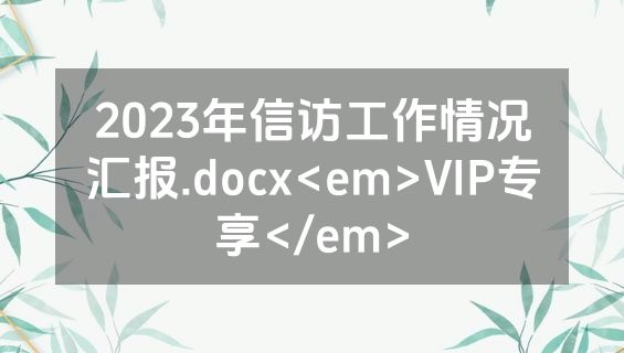 2023年信访工作情况汇报.docx<em>VIP专享</em>