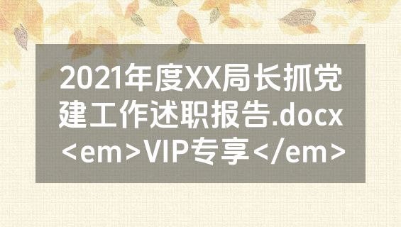 2021年度XX局长抓党建工作述职报告.docx<em>VIP专享</em>
