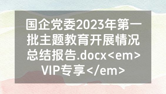 国企党委2023年第一批主题教育开展情况总结报告.docx<em>VIP专享</em>