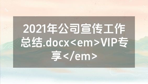 2021年公司宣传工作总结.docx<em>VIP专享</em>