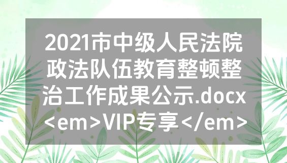 2021市中级人民法院政法队伍教育整顿整治工作成果公示.docx<em>VIP专享</em>