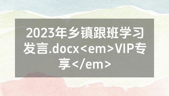 2023年乡镇跟班学习发言.docx<em>VIP专享</em>
