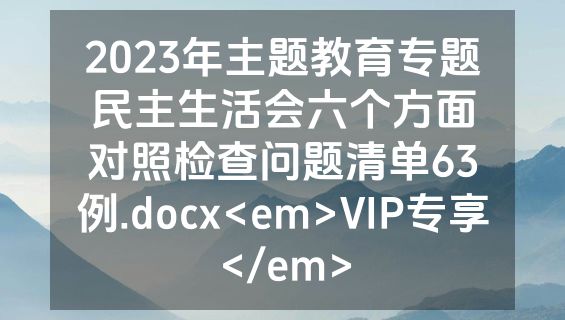 2023年主题教育专题民主生活会六个方面对照检查问题清单63例.docx<em>VIP专享</em>